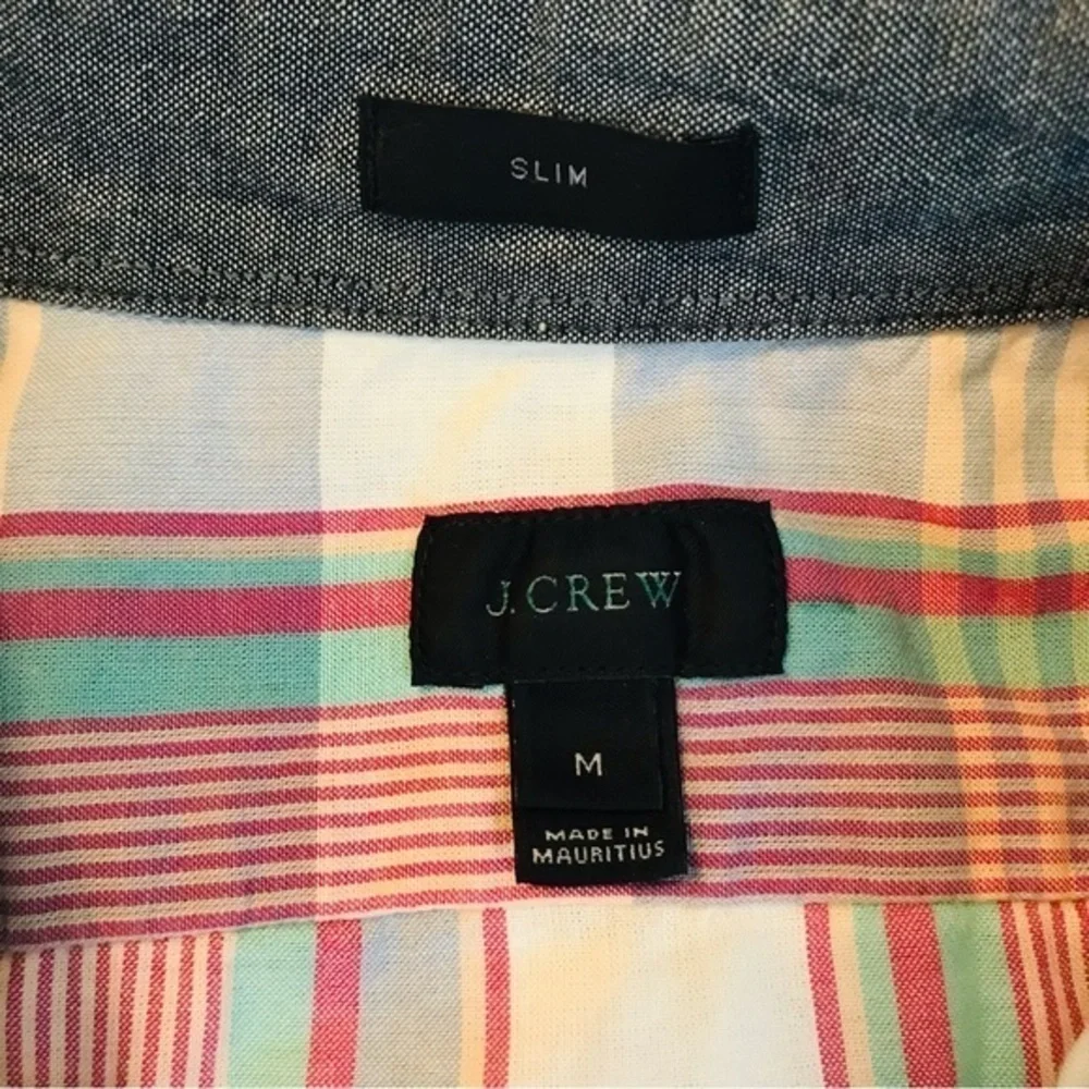 J Crew Slim Fit Grandpa Plaid Button Down Long Sleeve Collared Shirt Mens medium